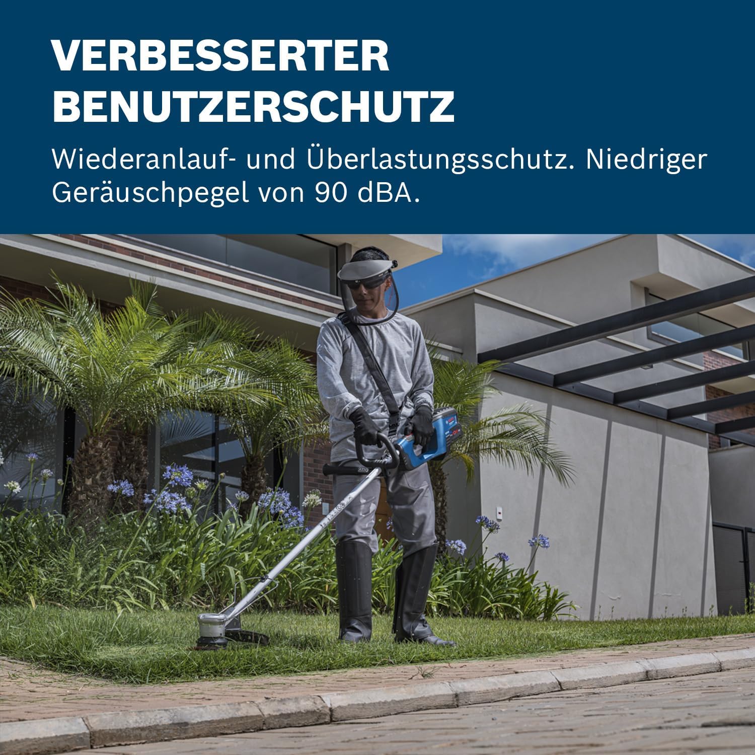 Werkzeugfreier Wechsel zwischen Messer und Faden Bosch GFR 18V-23 mit variabler Drehzahlregulierung