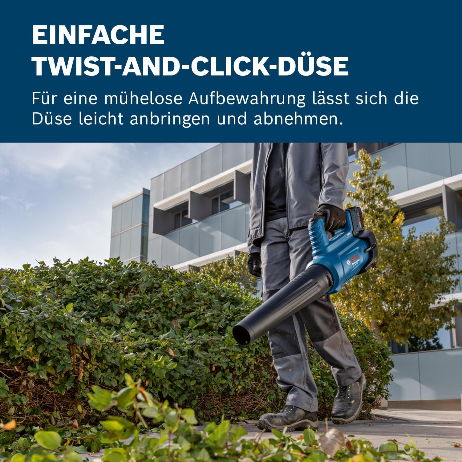 Bosch GBL 18V-750 im Einsatz mit hoher Blasleistung