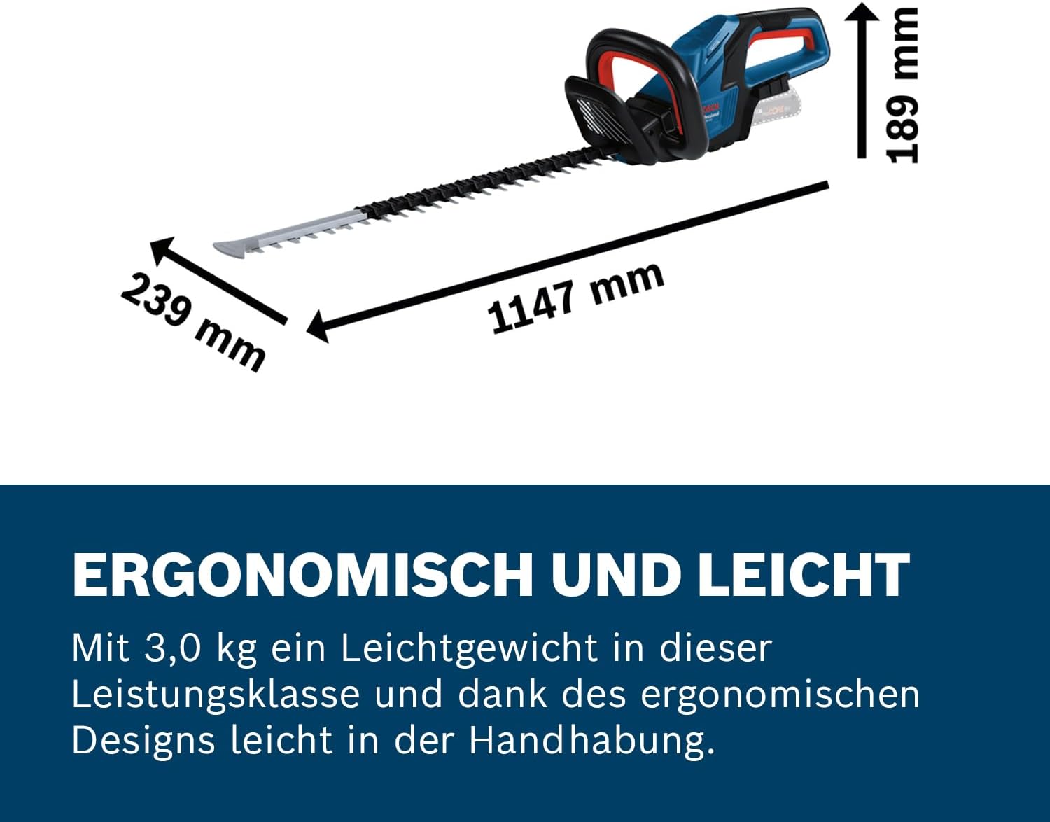 Abmessungen und Gewicht der Bosch GHE 18V-60