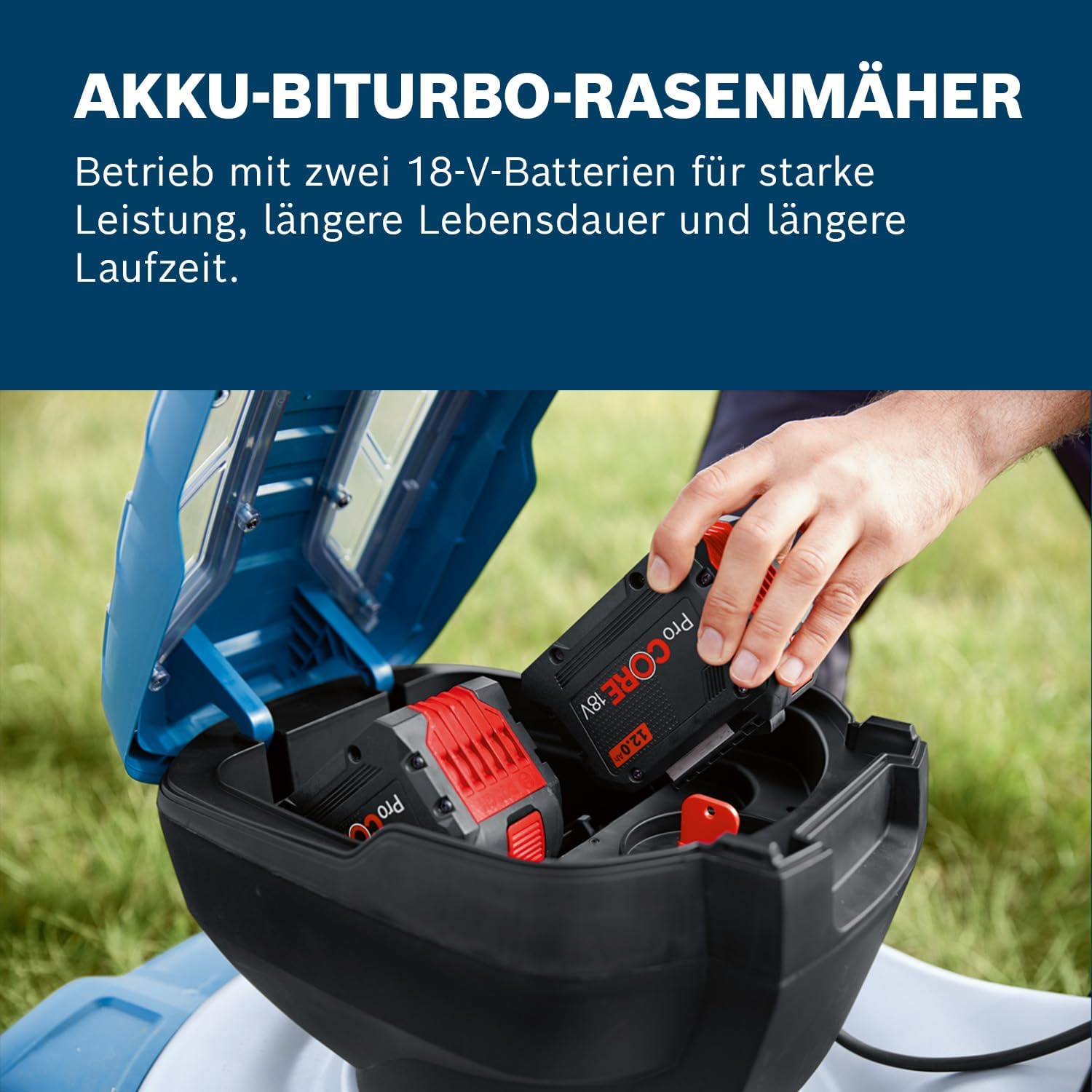 BITURBO-Leistung aus zwei 18V-Akkus Bosch GRA 18V2-46 mit zwei 18V-Akkus im BITURBO-System
