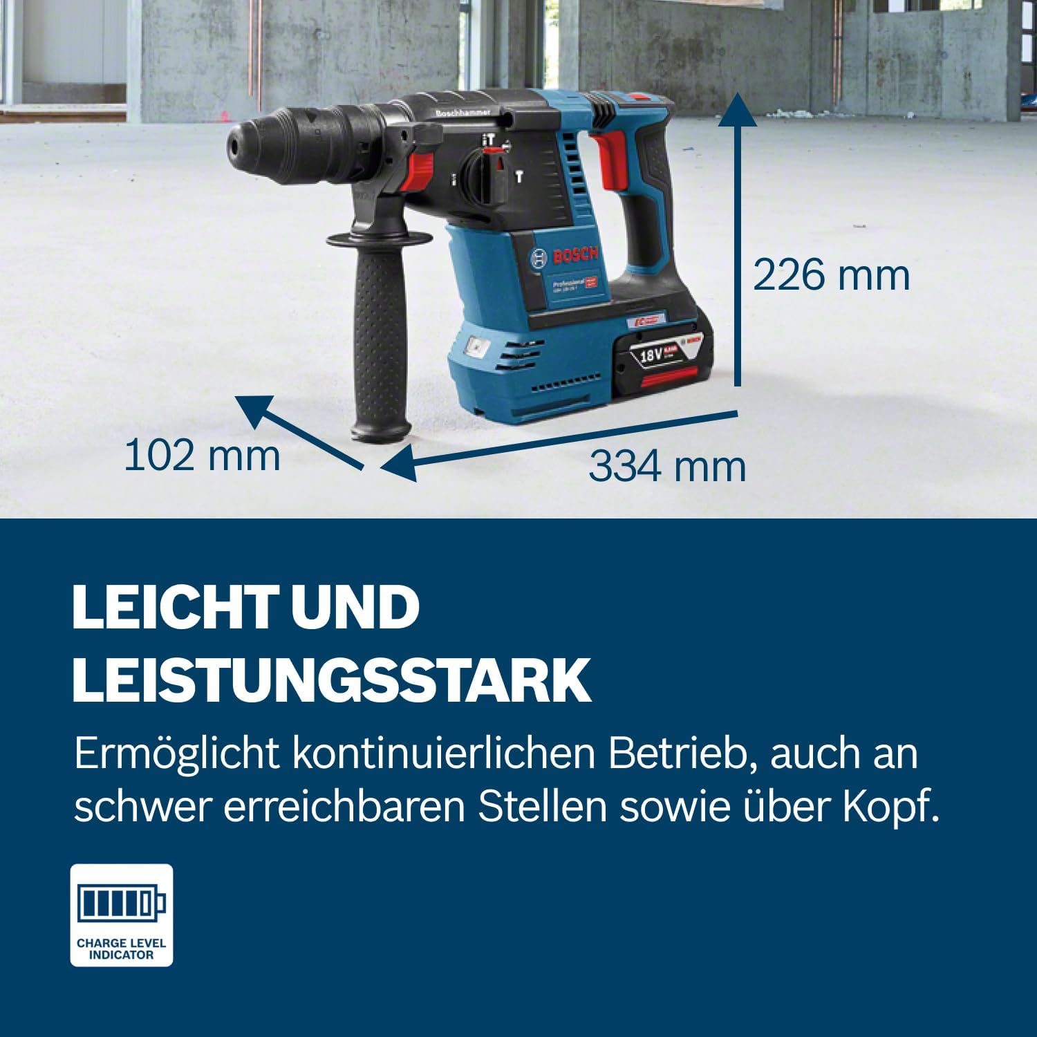 Technische Daten Bosch GBH 18V-26 Technische Ansicht Bosch GBH 18V-26 Akku-Bohrhammer