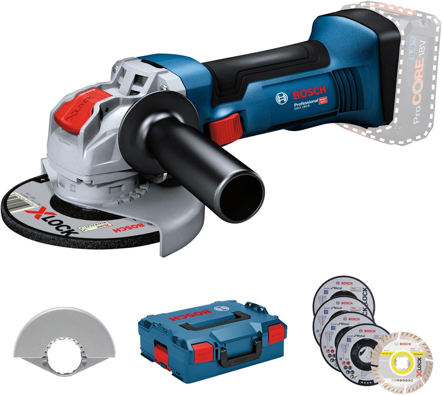 Bosch GWX 18V-8 Zubehör und L-BOXX Bosch GWX 18V-8 mit X-LOCK Zubehör und L-BOXX