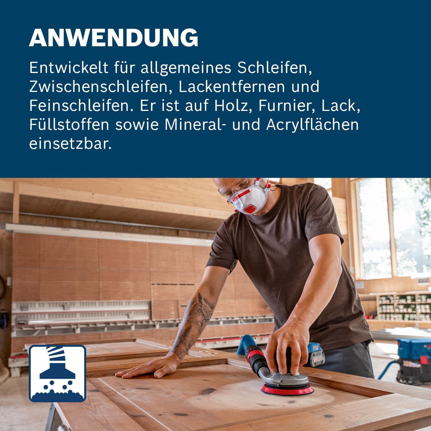 Perfekte Kontrolle auf jeder Oberfläche Perfekte Kontrolle auf jeder Oberfläche mit dem Bosch GEX 18V-125