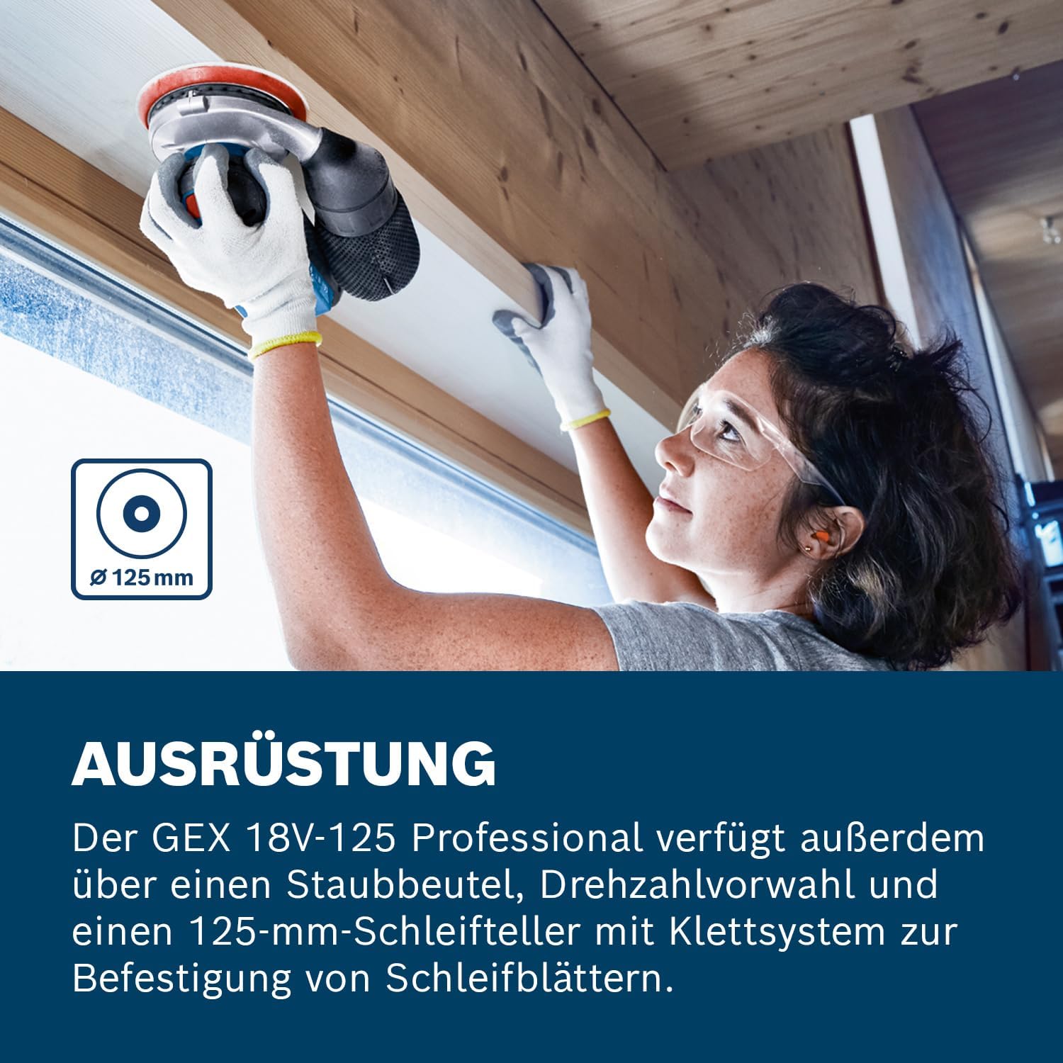 Technische Daten Bosch GEX 18V-125 Technische Ansicht Bosch GEX 18V-125 Exzenterschleifer
