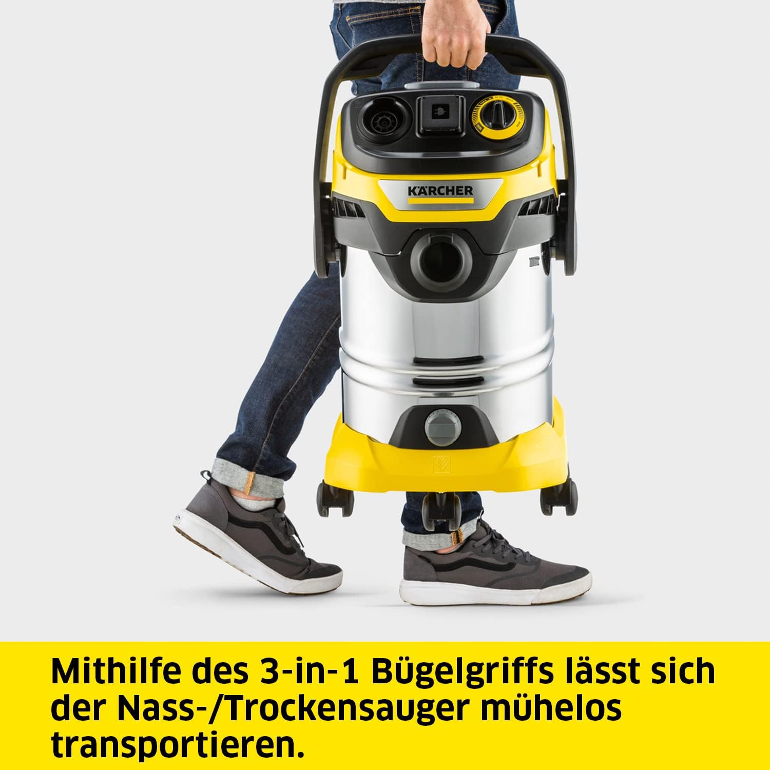 3-in-1 Bügelgriff des Kärcher WD 6 Kärcher WD 6 mit 3-in-1 Bügelgriff für einfachen Transport