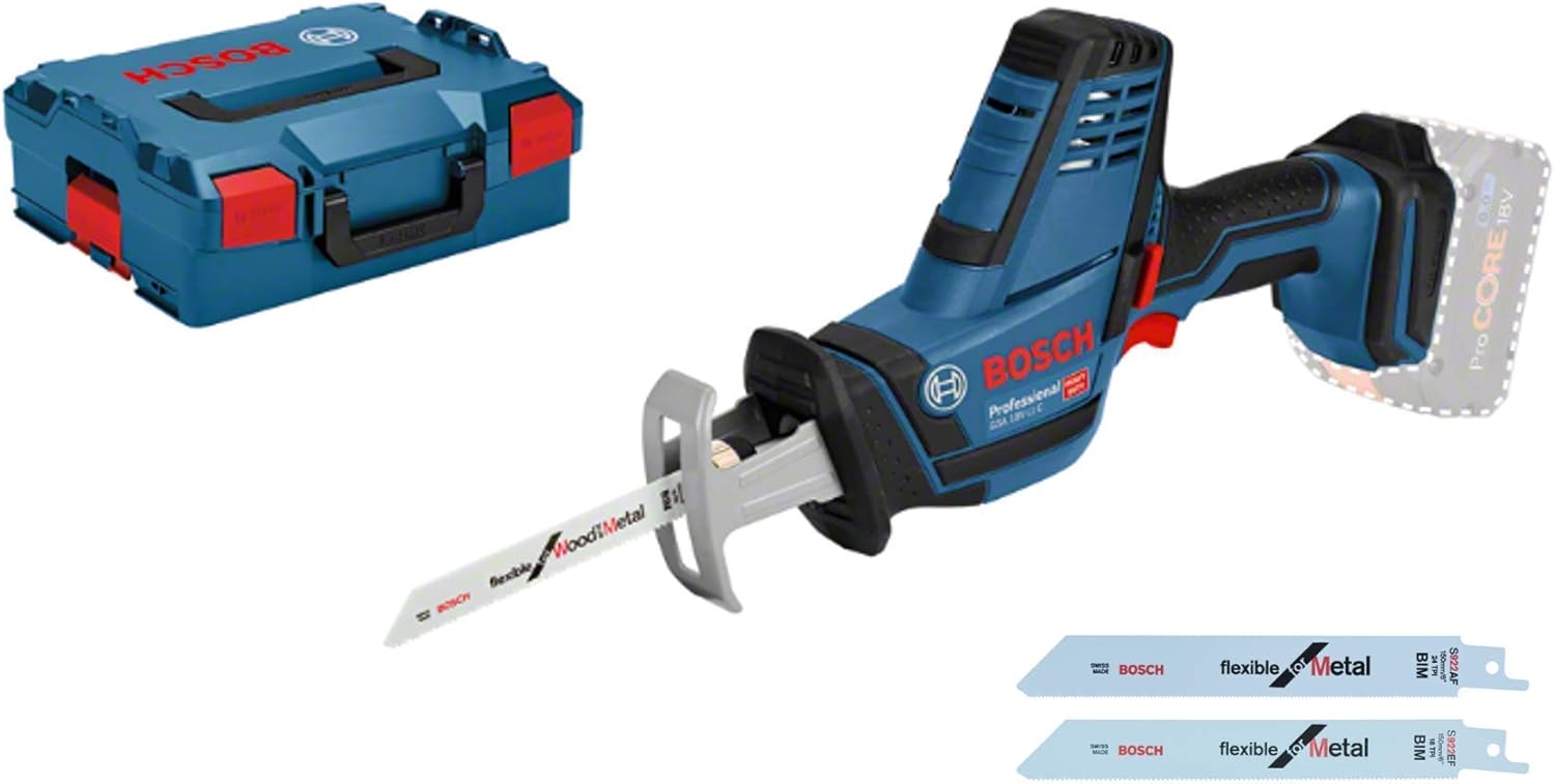 Lieferumfang der Bosch GSA 18 V-LI C mit Koffer