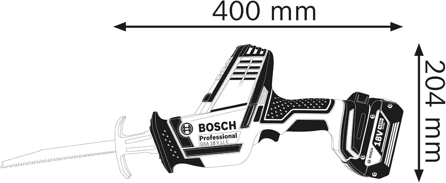 Abmessungen Bosch GSA 18 V-LI C Abmessungen der Bosch GSA 18 V-LI C Säbelsäge